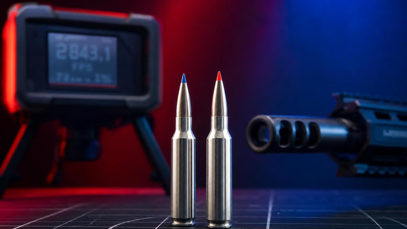 Dva náboje Federal 6.5 Creedmoor +Peak s niklovanými oceľovými nábojnicami Peak Alloy.