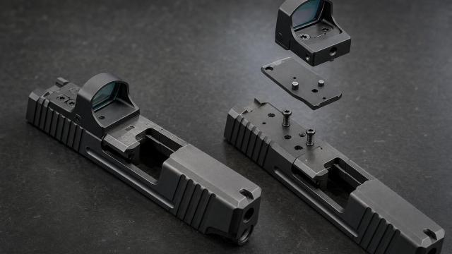 Priama montáž pištoľového kolimátora vedľa systému s adaptérovou platničkou.