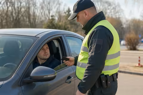 Policajná cestná kontrola vozidla, v ktorom sa prepravuje legálna zbraň v uzavretom kufríku.
